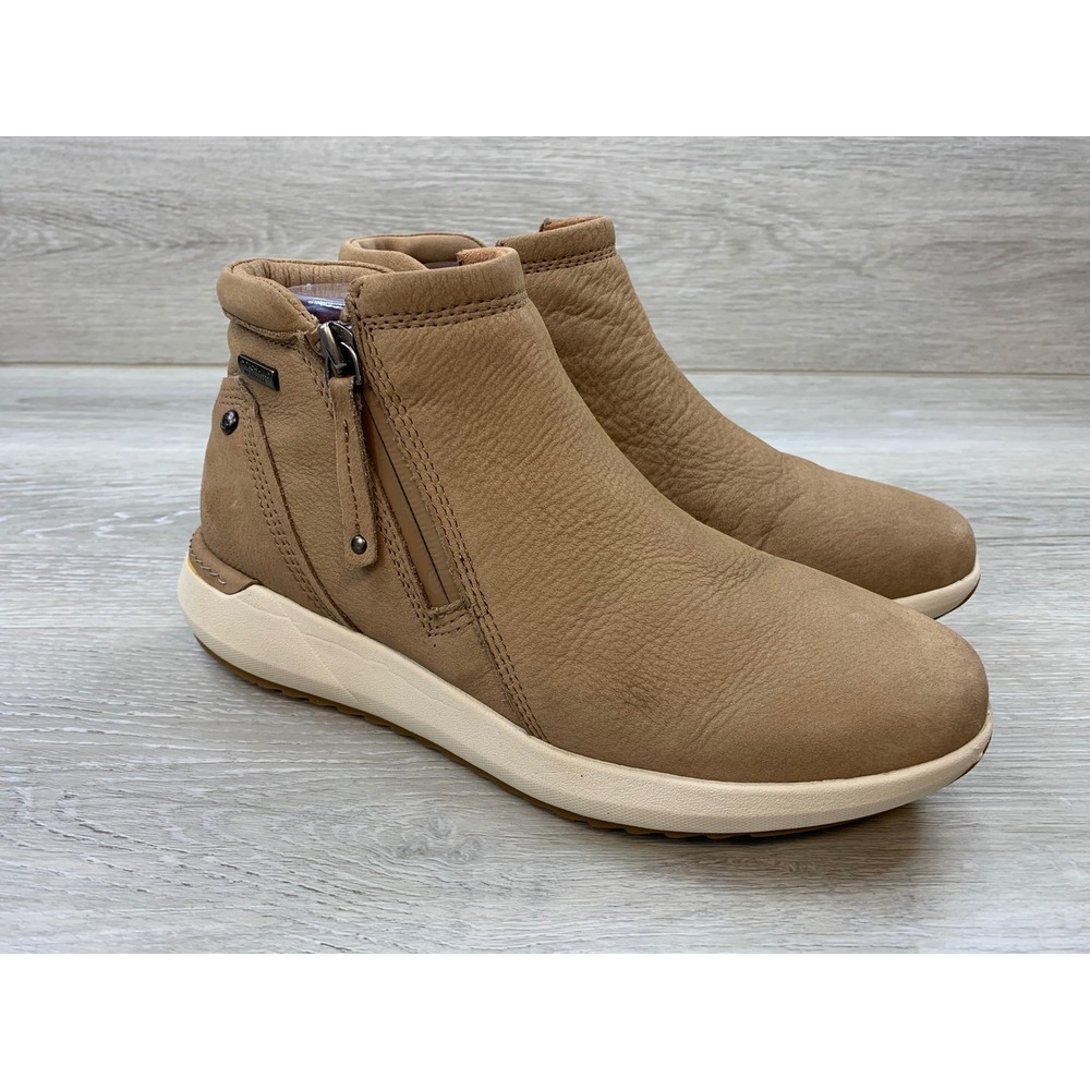 Rockport Cobb Hill Tan Leather Dual Zip Ankle Boots Women's 7.5 Casual Shoes
